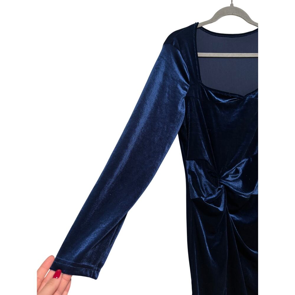 Unbranded Navy Blue Velvet Twist Midi Dress XXL - Picture 6 of 10